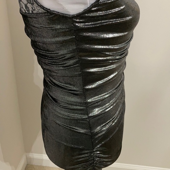 Armani Exchange NWT Gun Metal metallic /lace Dress XS - Picture 6 of 11